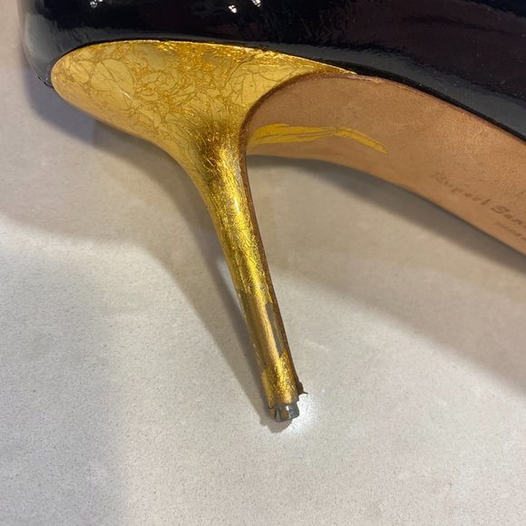 Rupert Sanderson Gold Pebble Midnight Patent sz 36.5 - Picture 4 of 4